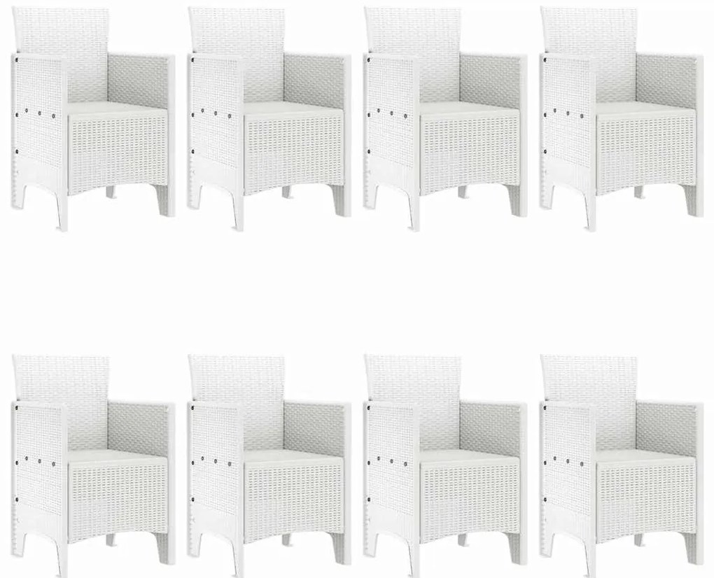 Conjunto de Jantar para Jardim 9 pcs Branco Rattan / Vime