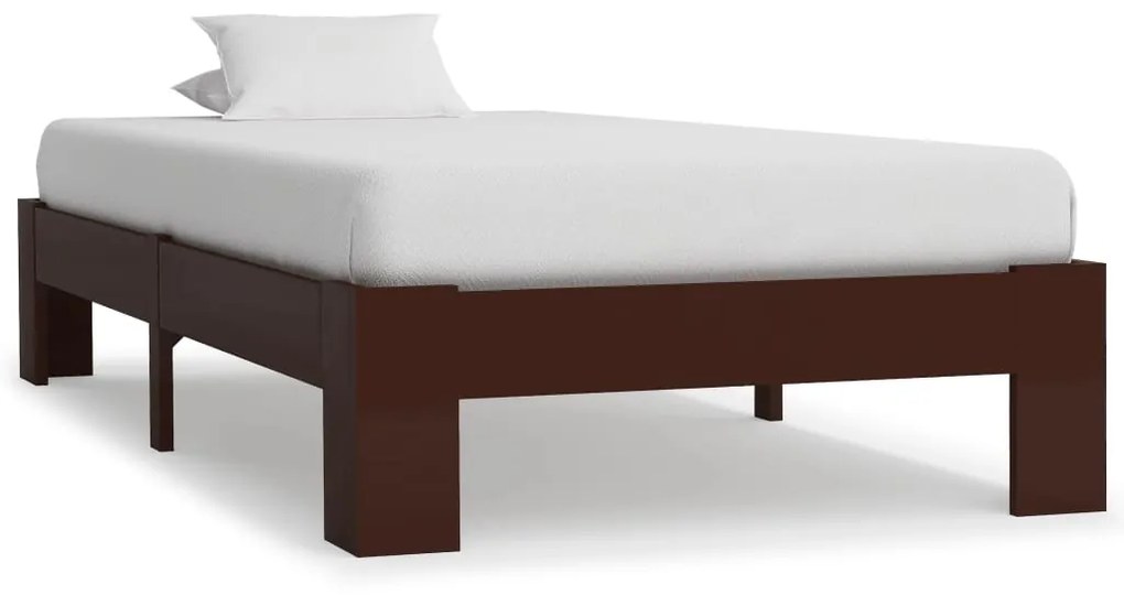 vidaXL Estrutura de cama 90x200 cm pinho maciço castanho-escuro