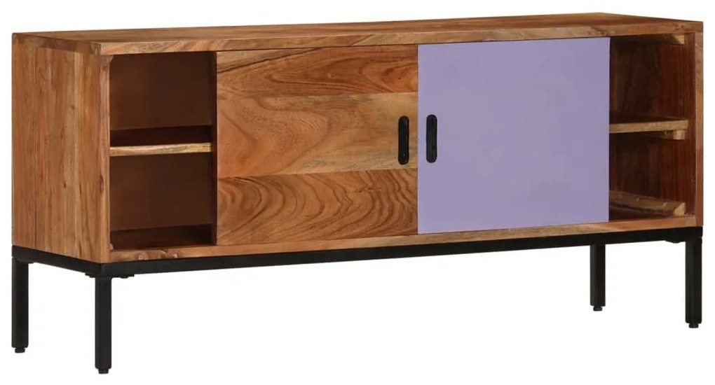 Móvel TV 110x30x50 madeira acácia maciça castanho mel e cinza