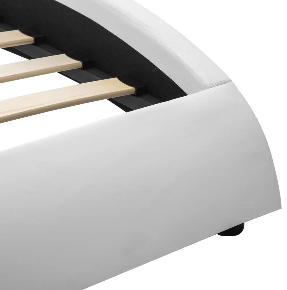 Estrutura de cama com LED 140x200 cm couro artificial branco