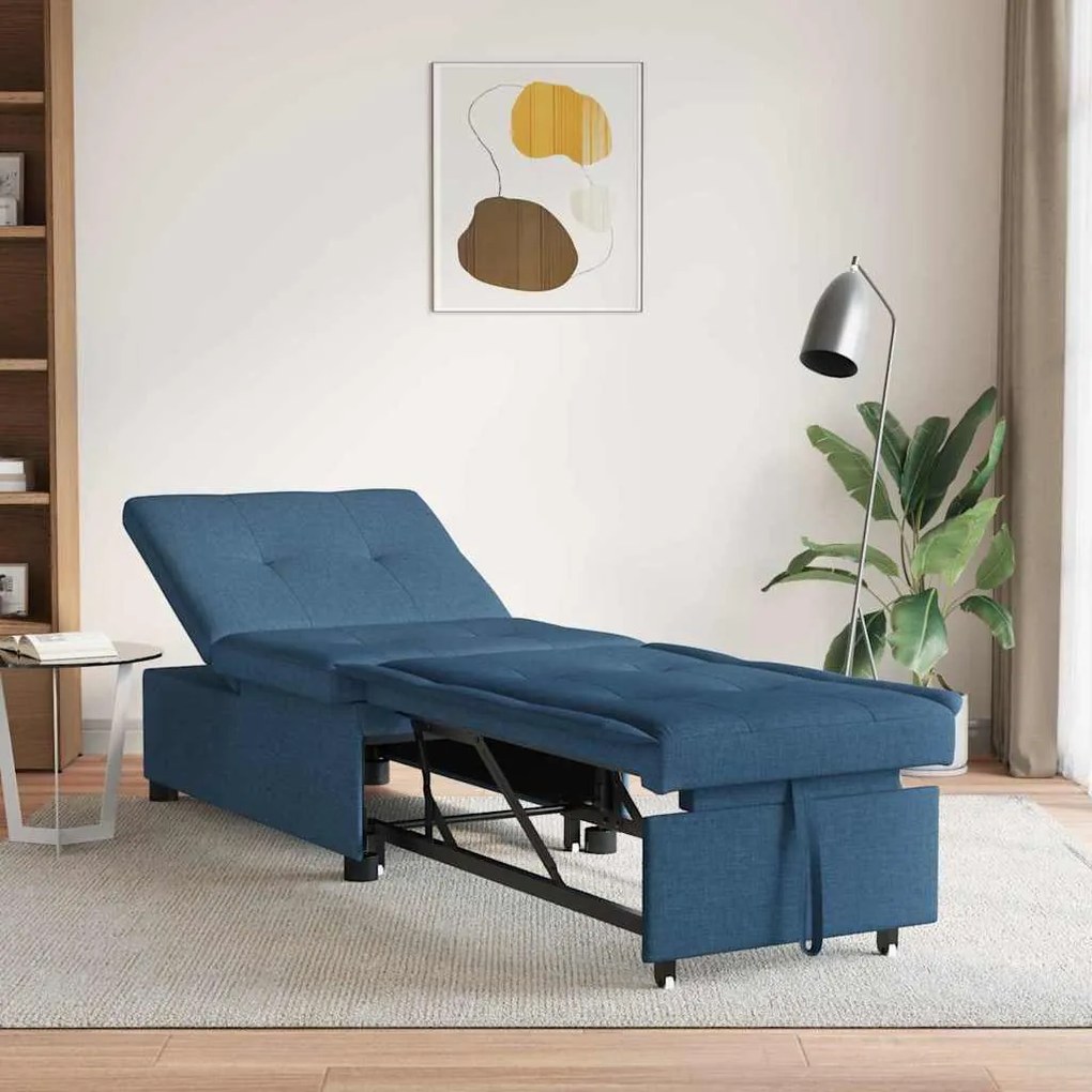 vidaXL Sofá Cama Retrátil Azul 194 x 50 x 82 cm Contraplacado