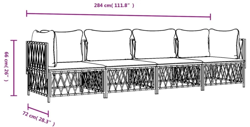 4 pcs conjunto lounge de jardim com almofadões aço antracite