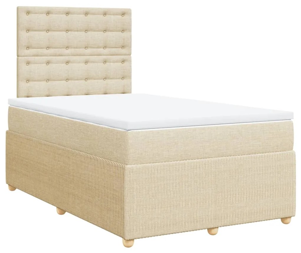 Cama boxspring com colchão 120x190 cm tecido cor creme