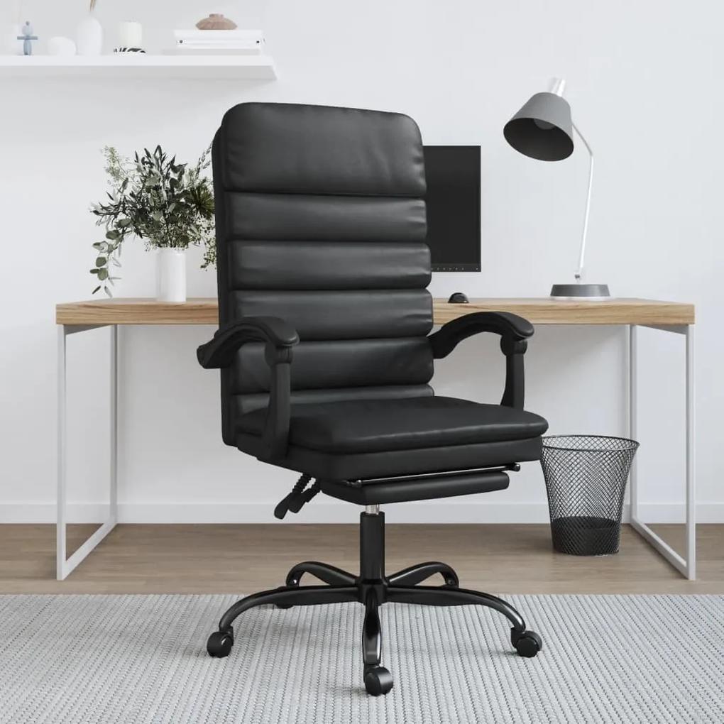 349727 vidaXL Cadeira escritório massagens reclinável couro artificial preto