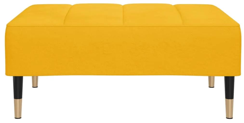 Sofá-cama de 2 lugares com banco/2 almofadões veludo amarelo