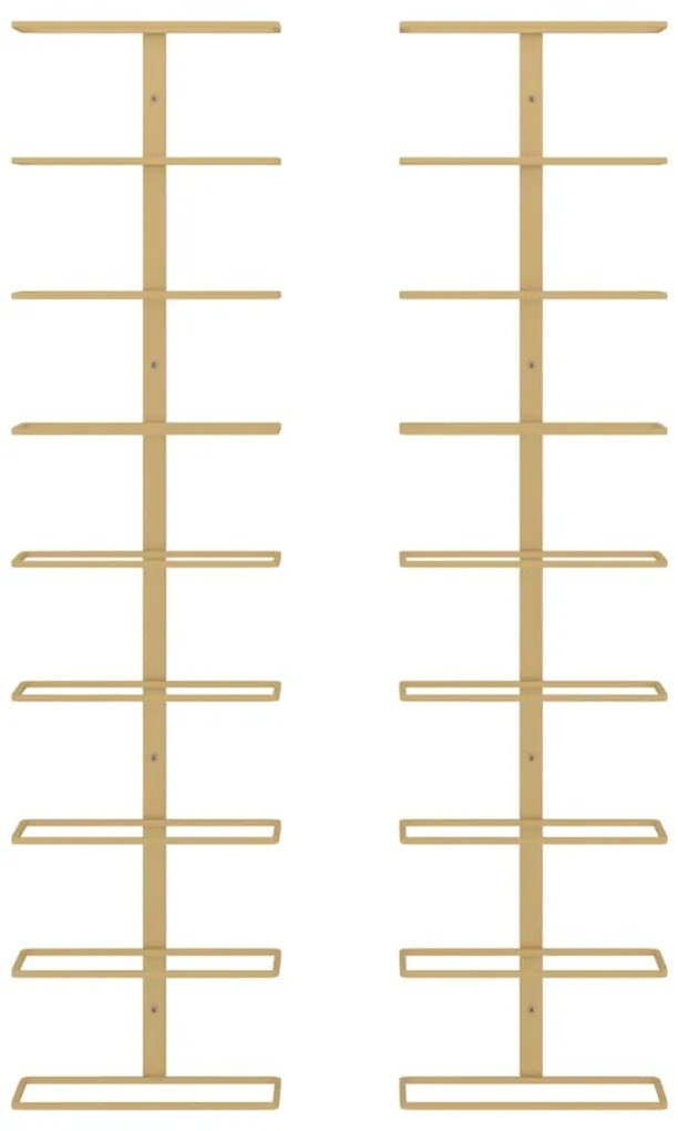 Garrafeira de parede para 9 garrafas 2 pcs ferro dourado
