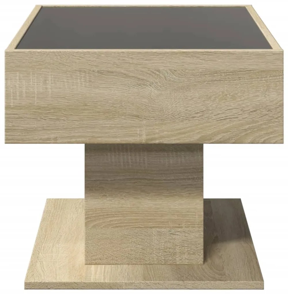 Mesa de centro c/ LEDs 70x50x45 cm derivados de madeira