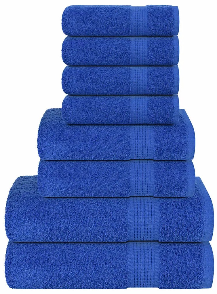 8pcs Conjunto toalhas banho 360 gsm 100% algodão azul