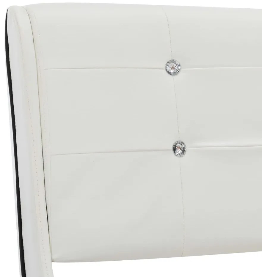 Cama com colchão 140x200cm couro artificial branco