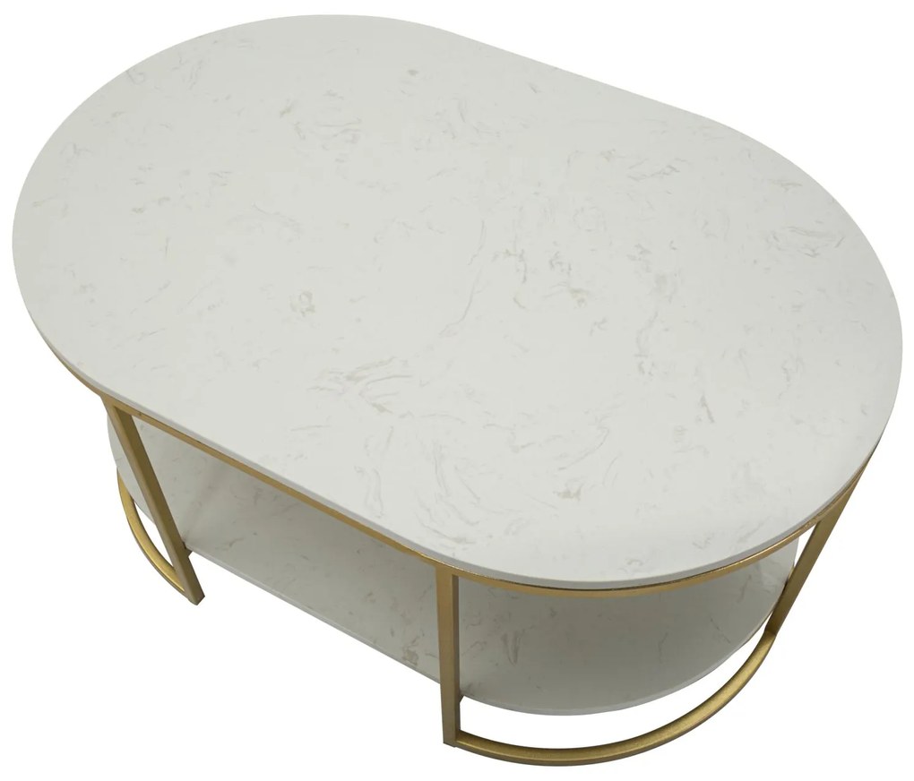 MESA DE CENTRO IZMIR 90X60X45 CM DOURADO E BRANCO