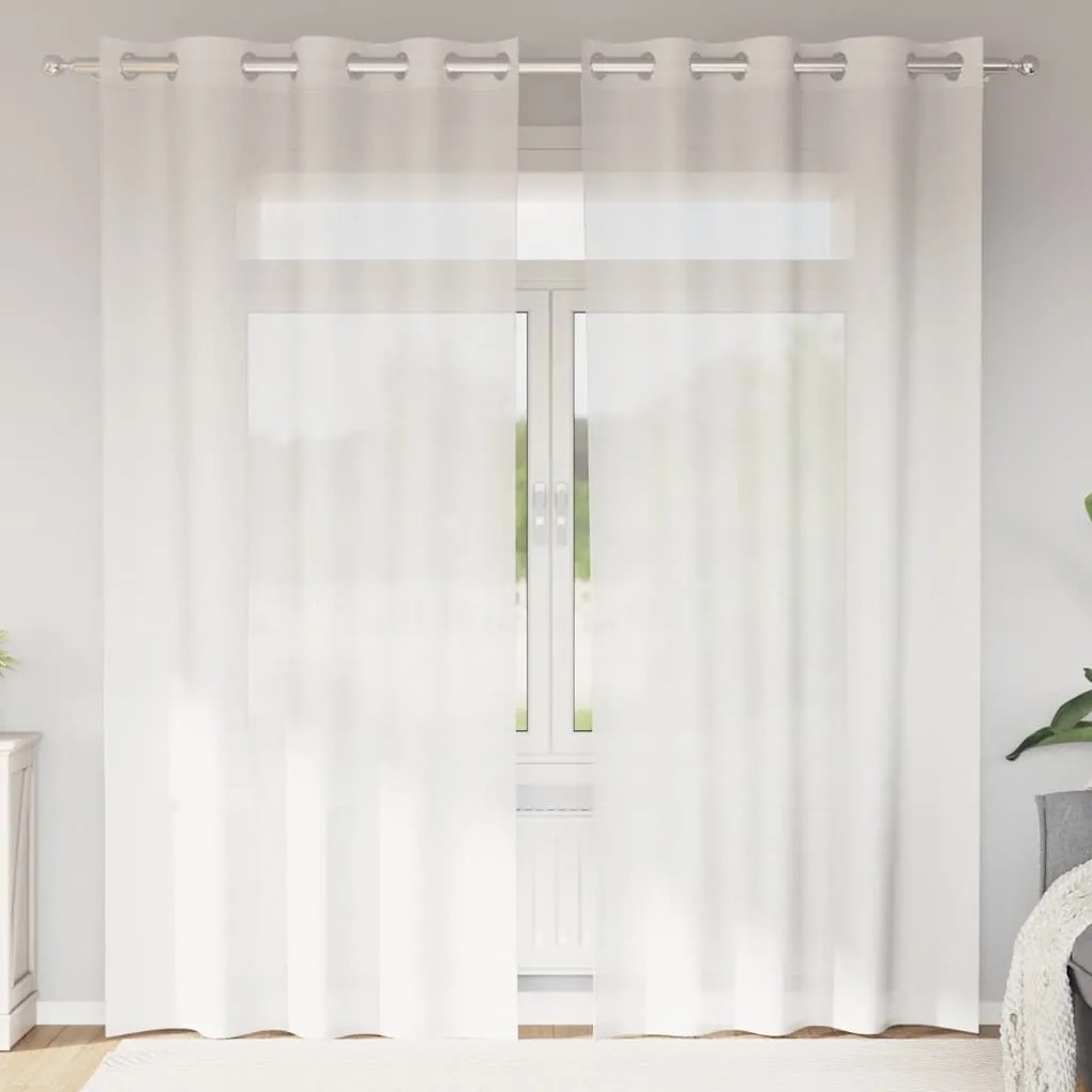 vidaXL Cortinas de voile com ilhós 2 pcs branco