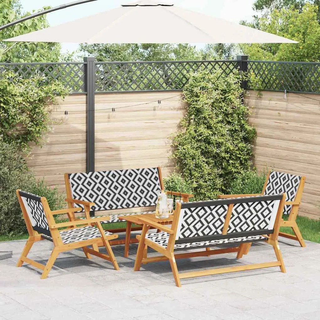 vidaXL Cadeiras de Jardim com Mesa 5 pcs Preto 90 x 45 x 40 cm