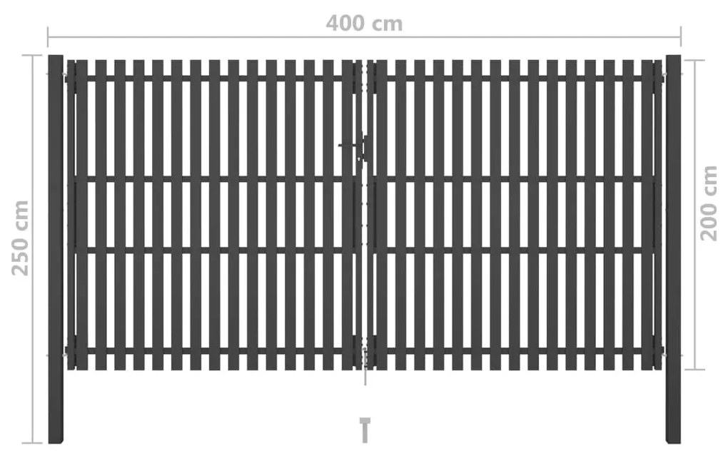 Portão de cerca para jardim 4x2,5 m aço antracite