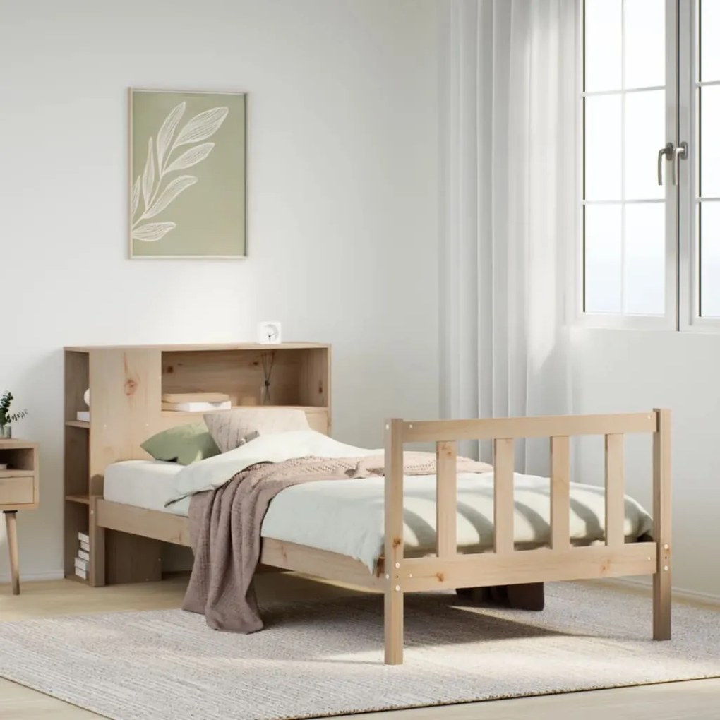 Cama com estante sem colchão 90x200 cm pinho maciço