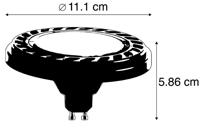 Conjunto de 5 Lâmpada LED GU10 regulável em 3 etapas AR111 8W 700 lm 2700K