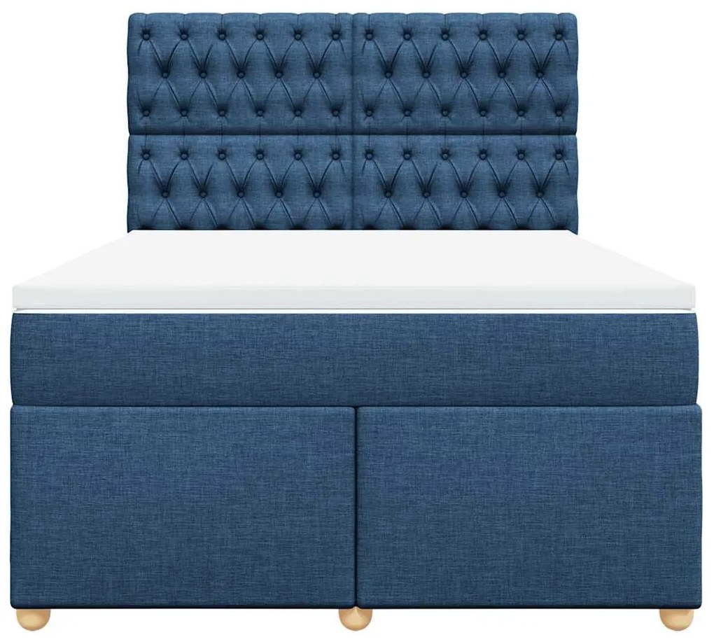 Cama com molas/colchão 140x190 cm tecido azul