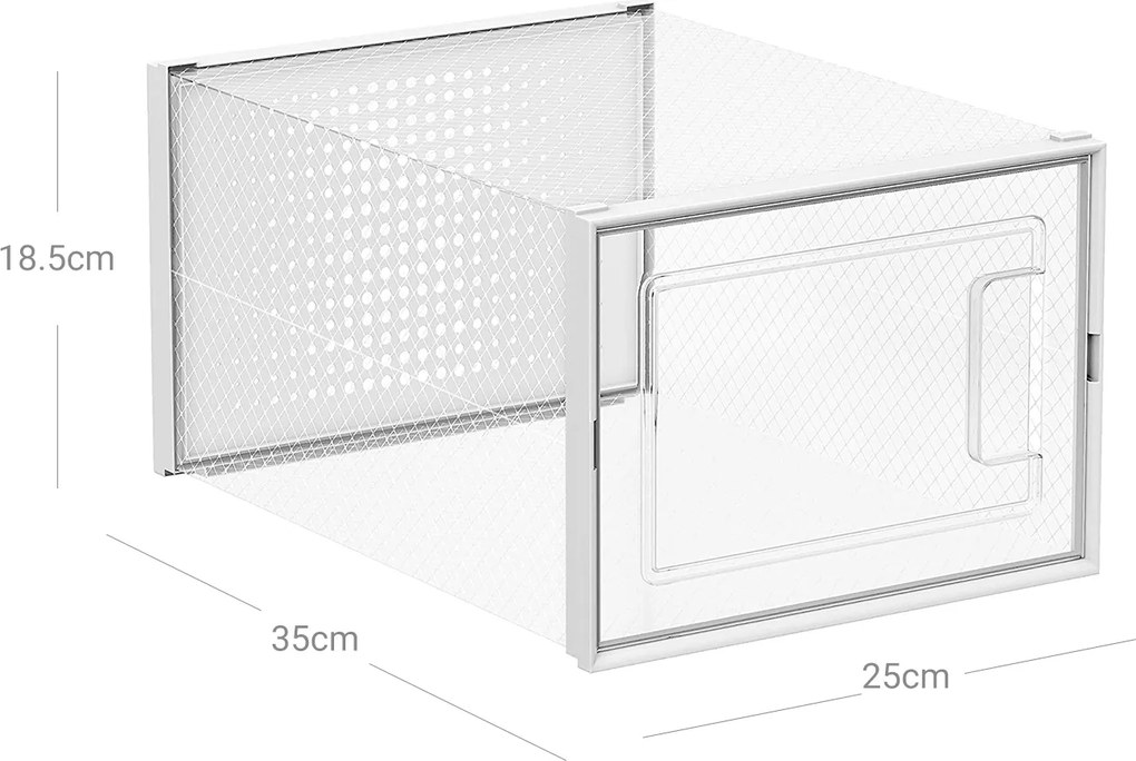 Conjunto de 18 caixas de sapatos empilháveis transparente, branco