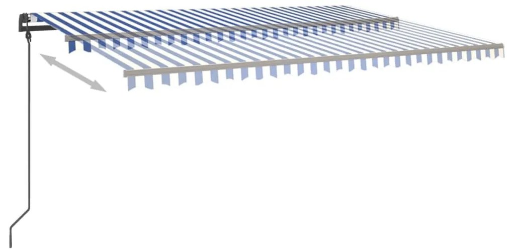 Toldo retrátil manual com LED 6x3 m azul e branco