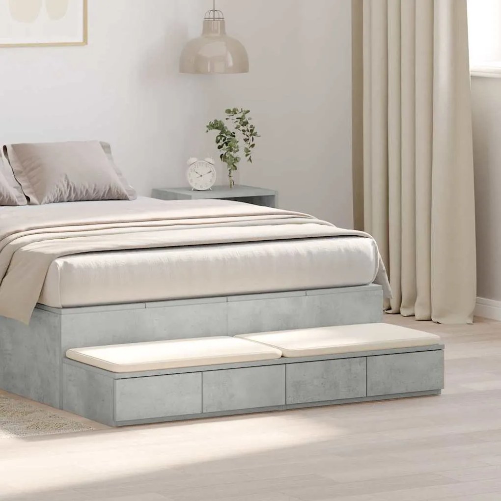 Mesa de Gavetas Cinza Betão 120x36,5x16,5 cm Madeira de Engenharia
