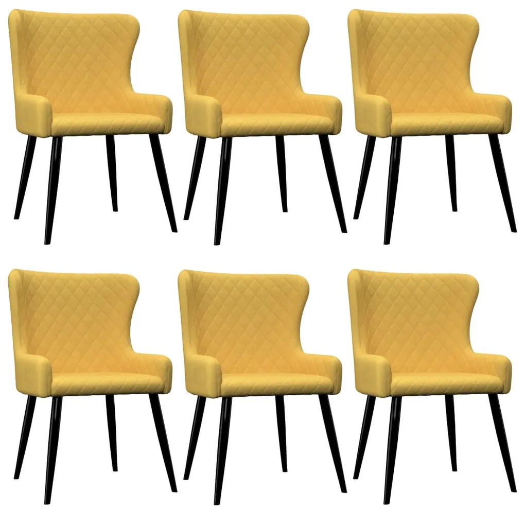 vidaXL Cadeiras de jantar 6 pcs tecido amarelo