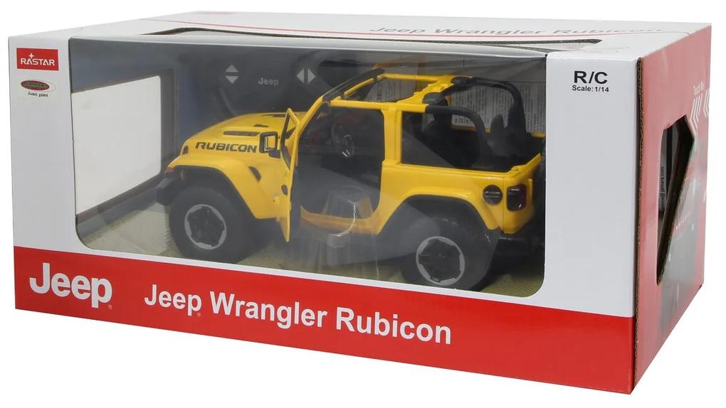 Carro telecomandado Jeep Wrangler JL 1:14 2,4GHz Portas manuais Amarelo