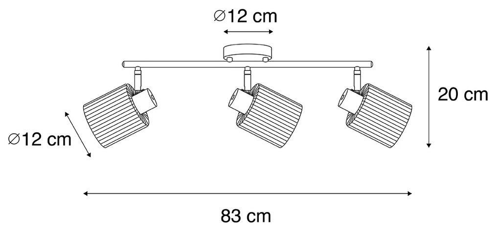 Candeeiro de teto spot dourado com vidro 3 luzes ajustável - Laura