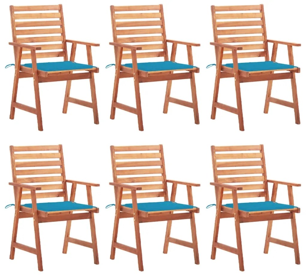 vidaXL Cadeiras de jantar p/ jardim 6 pcs c/ almofadões acácia maciça