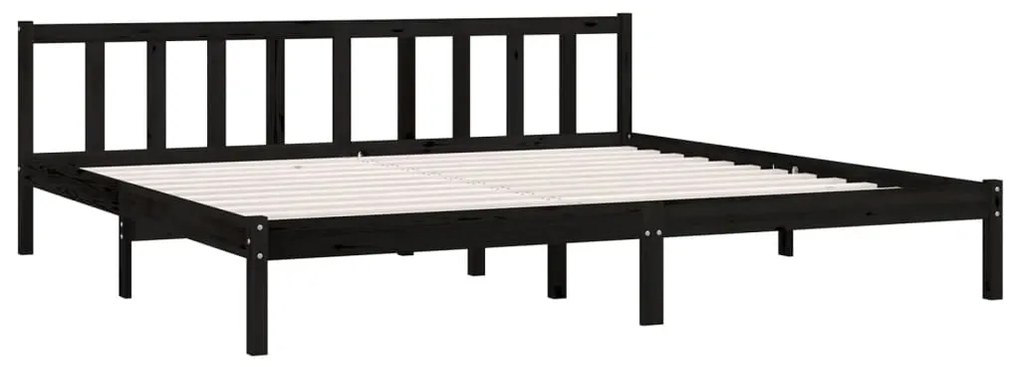 Estrutura de cama 200x200 cm madeira de pinho maciça preto