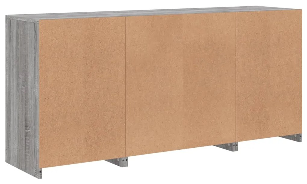 Aparador com luzes LED 142,5x37x67 cm cinzento sonoma