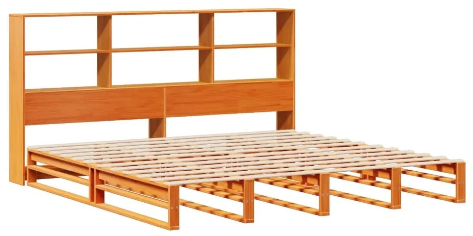 Cama sem colchão 200x200 cm madeira maciça castanho-mel