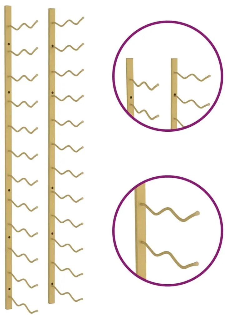 Garrafeira de parede para 24 garrafas ferro dourado