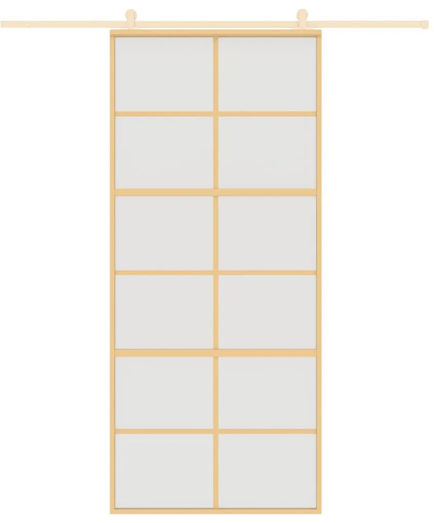 Porta deslizante 90x205 cm vidro ESG fosco/alumínio dourado