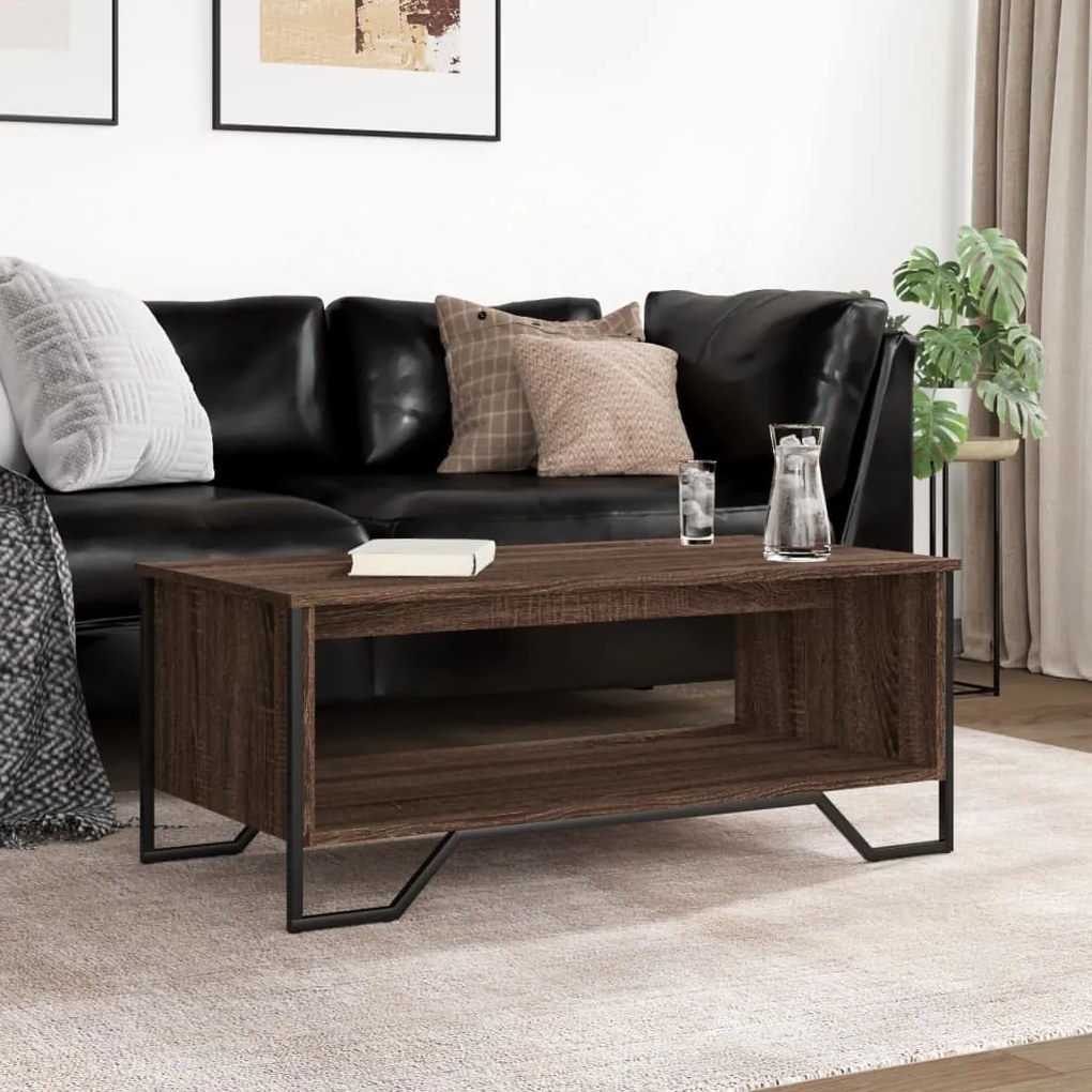 Mesa de centro 100x51x40 cm derivados madeira carvalho castanho