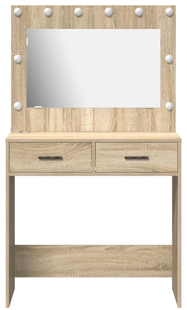 Mesa de Maquilhagem com Luzes LED Carvalho Sonoma 78.5x41x135 cm