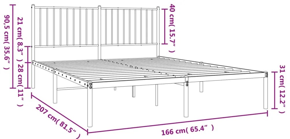 Estrutura de cama com cabeceira 160x200 cm metal preto