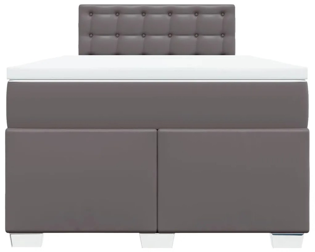 Cama boxspring com colchão 120x190 cm couro artificial cinzento