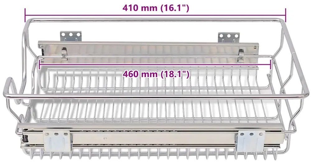 Cestos de arame extraíveis 2 pcs 400 mm prateado