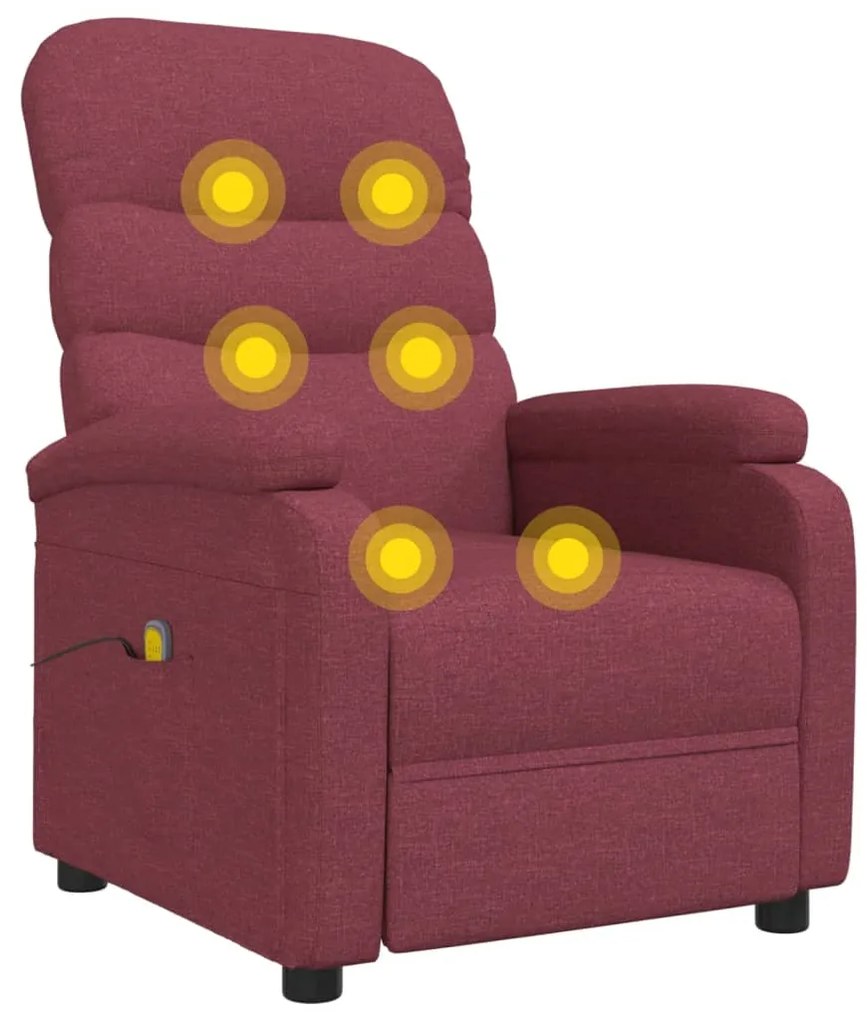 Poltrona de massagens elétrica reclinável tecido vermelho tinto