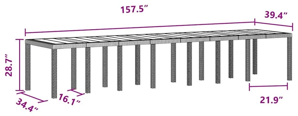 Conjunto de Jantar para Jardim 17 pcs Castanho Largo