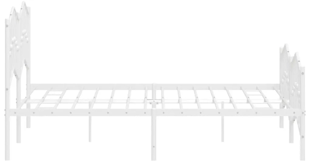 Estrutura de cama com cabeceira e pés 135x190 cm metal branco