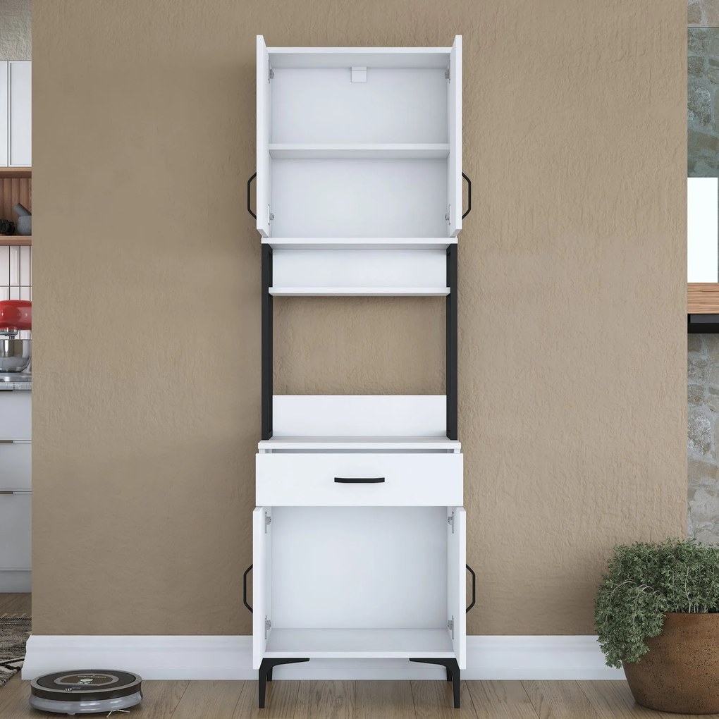 Armário Alto de Cozinha "Etna" - Branco - 60x198.6x25cm - Design Moder