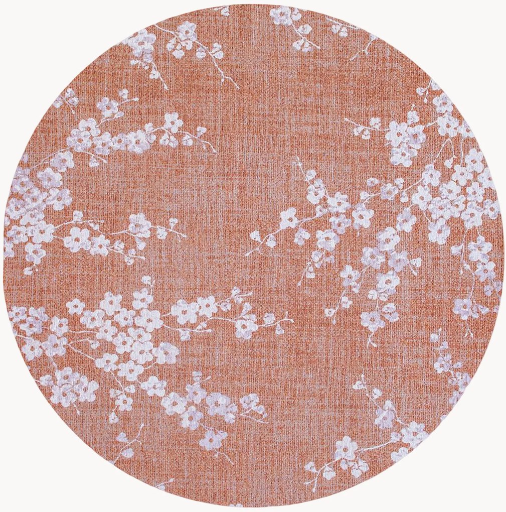 Tapete lavável redondo em jacquard para interior e exterior Sakura