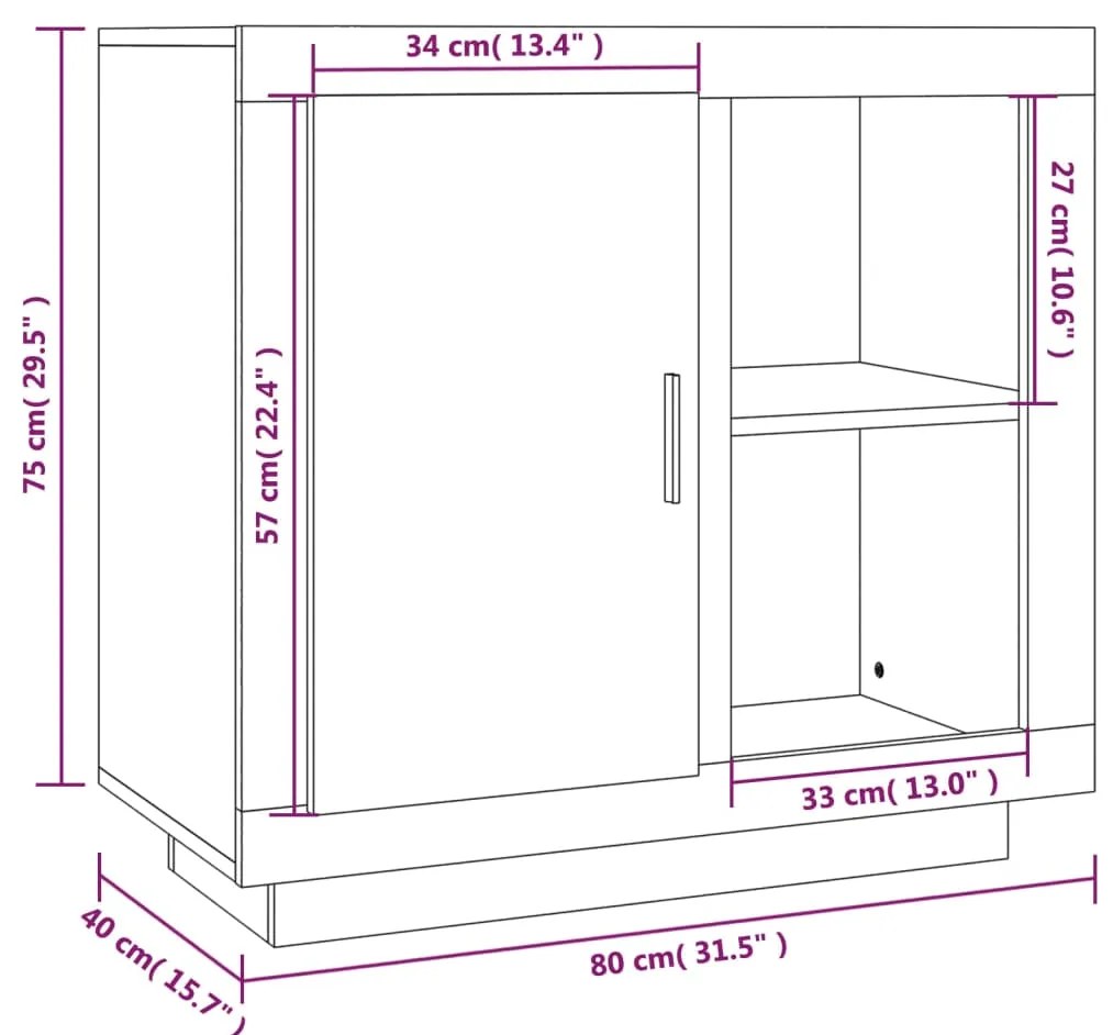 Aparador 80x40x75 cm cinza cimento