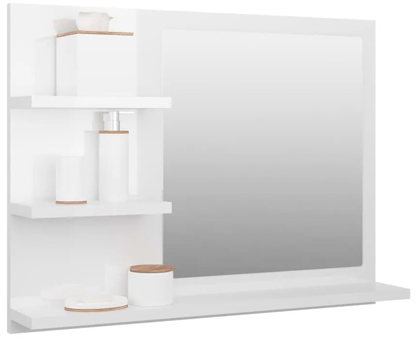 Espelho de casa de banho 60x10,5x45cm contrap. branco brilhante