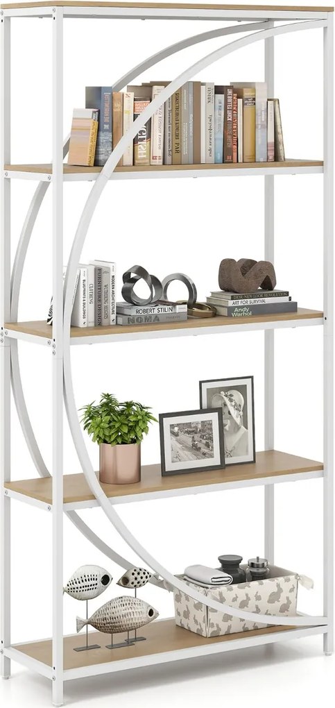 Estante de 5 níveis 86 x 30 x 175 cm com prateleiras de armazenamento abertas branco e Natural