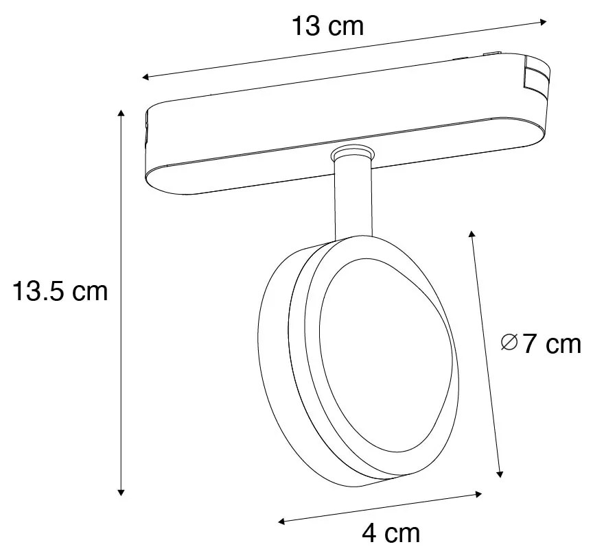 Foco Moderno Preto para Sistema de Trilho Monofásico com LED Rotativo e Inclinável - Magnetic Lance