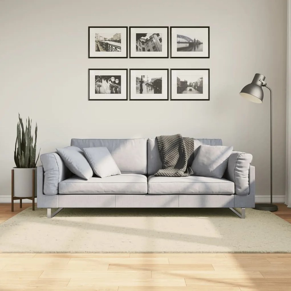 vidaXL Tapete pelo curto macio e lavável HUARTE 140x200 cm cor creme