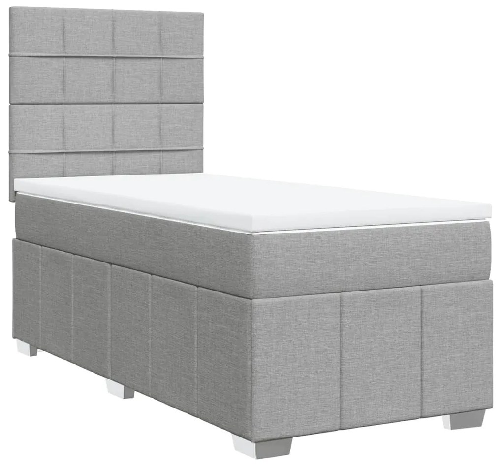 Cama com molas/colchão 80x200 cm tecido cinza-claro