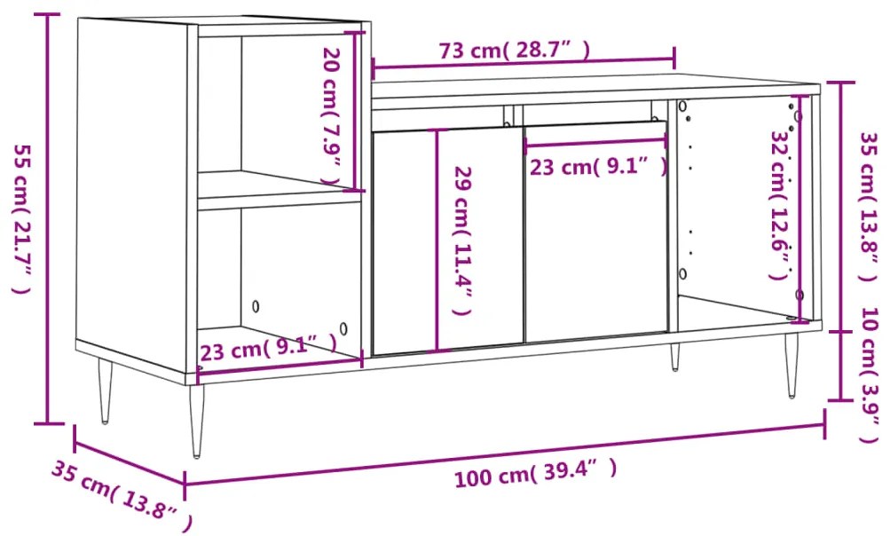 Móvel p/ TV 100x35x55 cm derivados de madeira carvalho sonoma