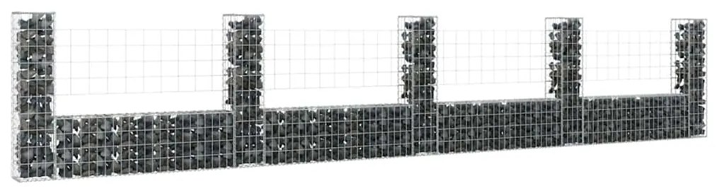 Cesto gabião em forma de U c/ 5 postes 500x20x100 cm ferro